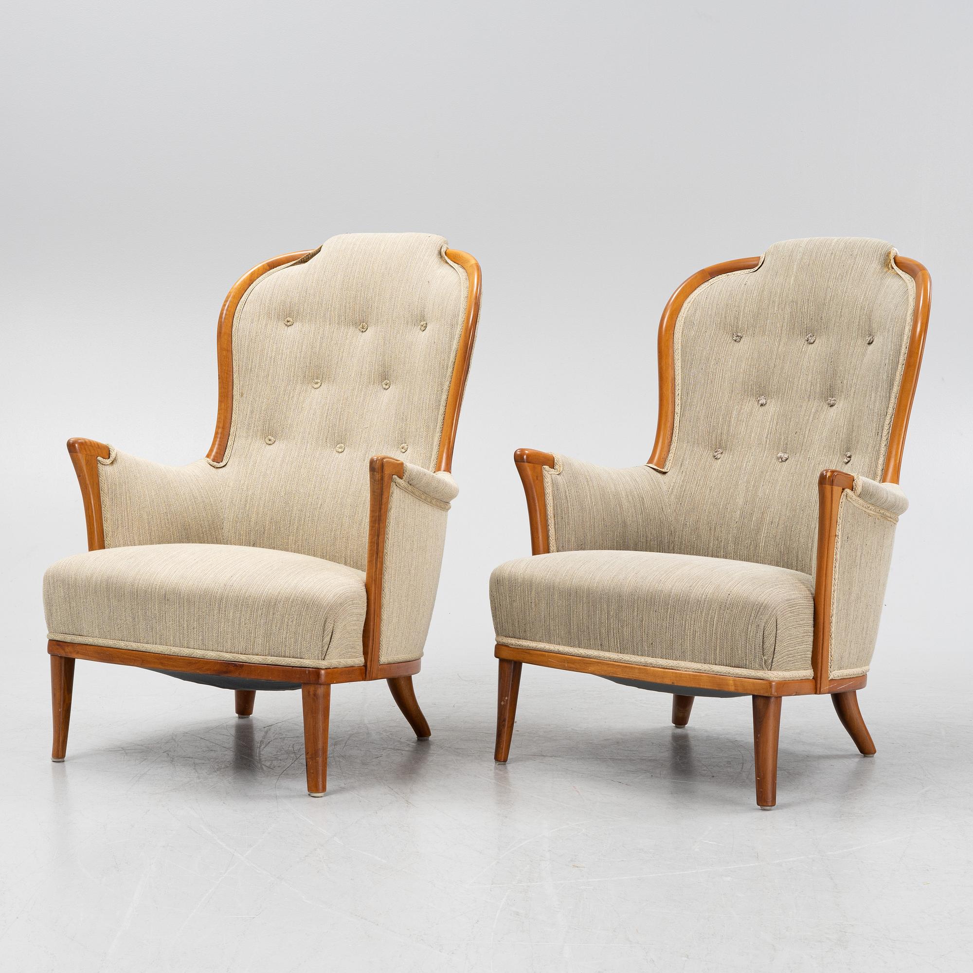 Carl Malmsten, a matched pair of easy chairs, second part of the 20th Century.