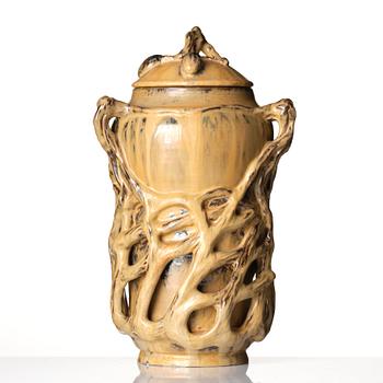 Nils Emil Lundström, an Art Nouveau glazed ceramic lidded jar, Rörstrand, Sweden, early 20th century.