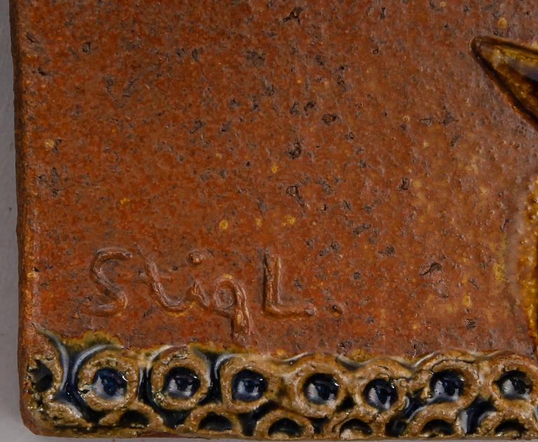 VÄGGPLATTA, stengods, Stig Lindberg, Gustavsberg.