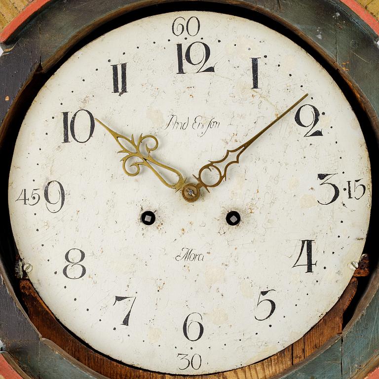 A Swedish folk art longcase clock from Hälsingland, dated 1812.