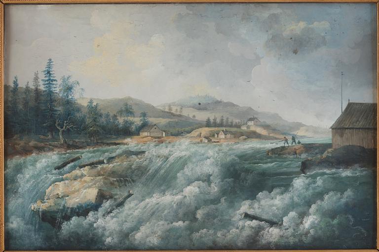 Louis Belanger Attributed to, "Vue de la Grand Cascade de Trollhetta".