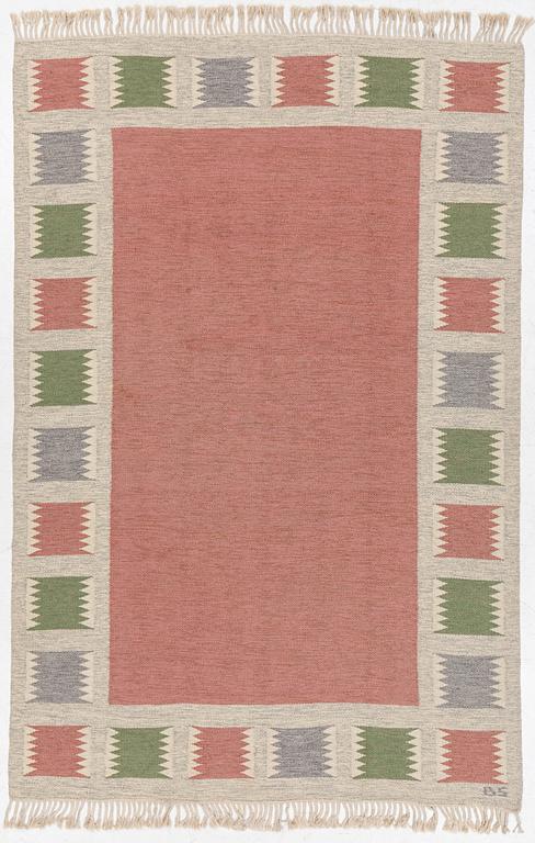 A flat weave carpet, signed BS (possibly Birgitta Södergren), c 287 x 192 cm.