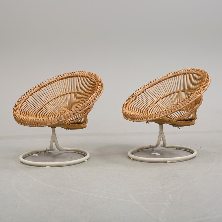 A pair of 'Rondo' rattan easy chairs from Göte-Möbler AB, 1960's.