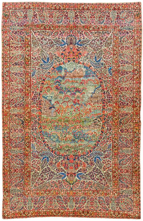 ANTIK/SEMIANTIK KIRMAN LAVER. 207,5 x 133,5 cm.