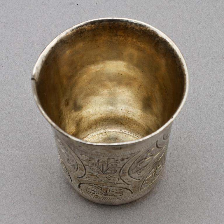 BÄGARE, silver, Ryssland, 1800-talets andra hälft. V 63 g.