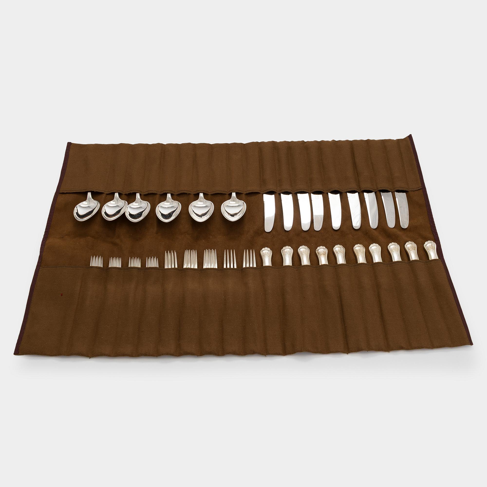 Silver cutlery, 43 pieces, "Chippendale", Kultakeskus, Tavastehus, 1960.