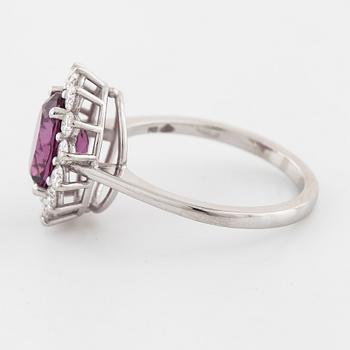 A rhodolite garnet and brilliant cut diamond ring.