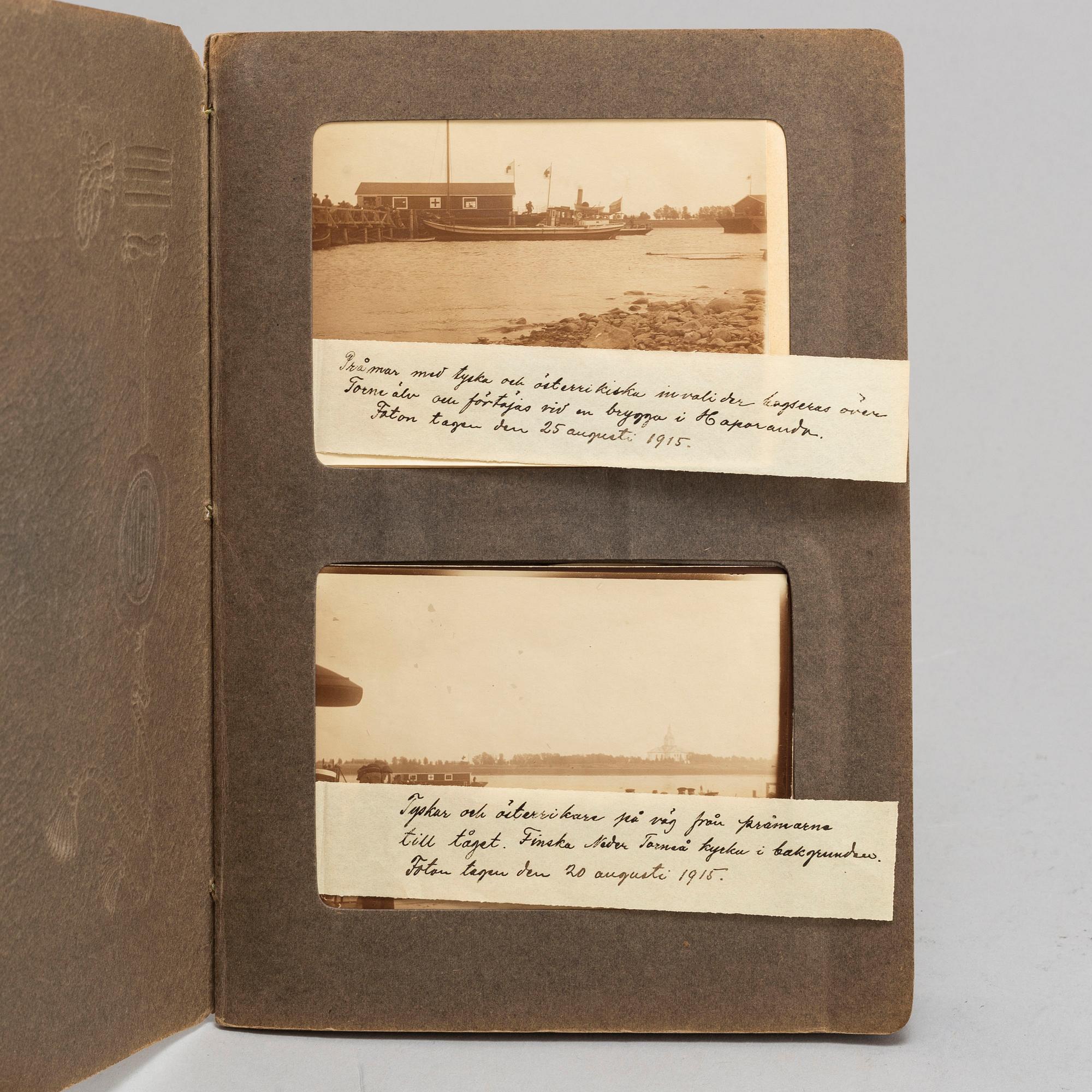 MIA GREEN, photographs from WWI Haparanda in two albums stamped and dated 1915.