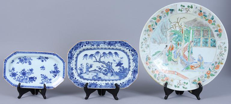 PARTI PORSLIN, 3 delar, Kina, 1700/1800-tal.