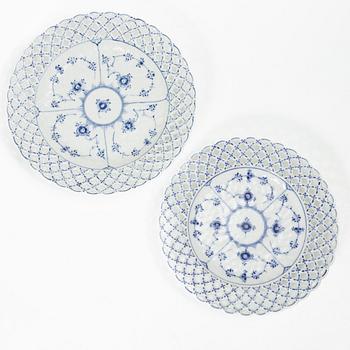 Royal Copenhagen, Seven 'Musselmalet Full Lace' plates, Denmark, 20th century.