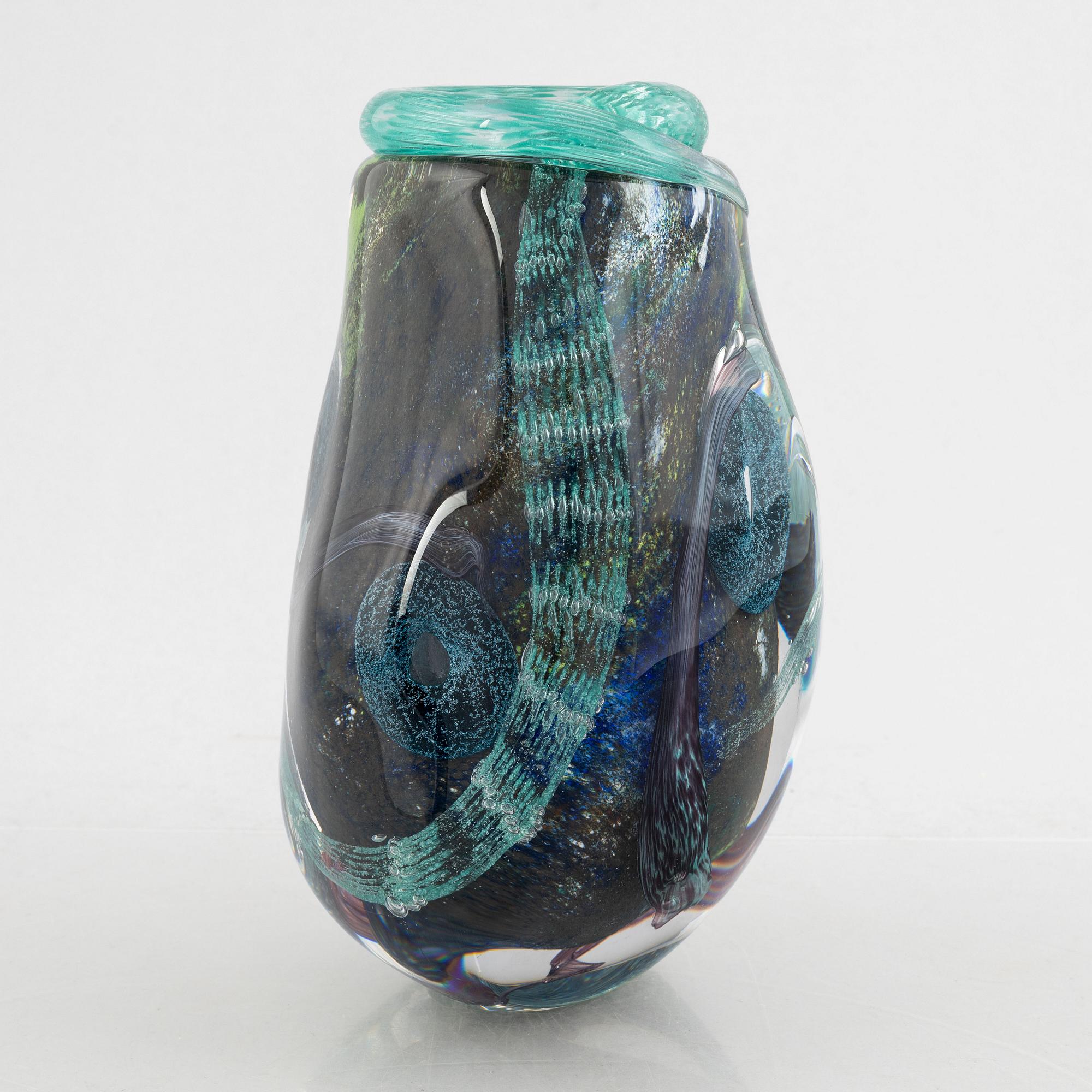 Monica Backström, a unique glass vase, 'Ocean Garden'. Kosta Boda.