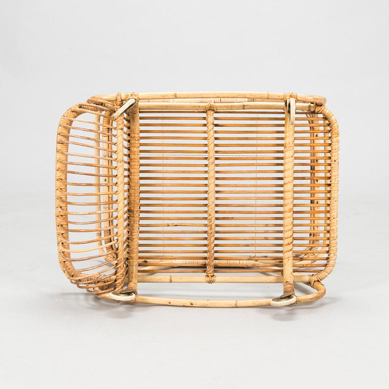 A mid 1900s bamboo and rattan serving trolley.