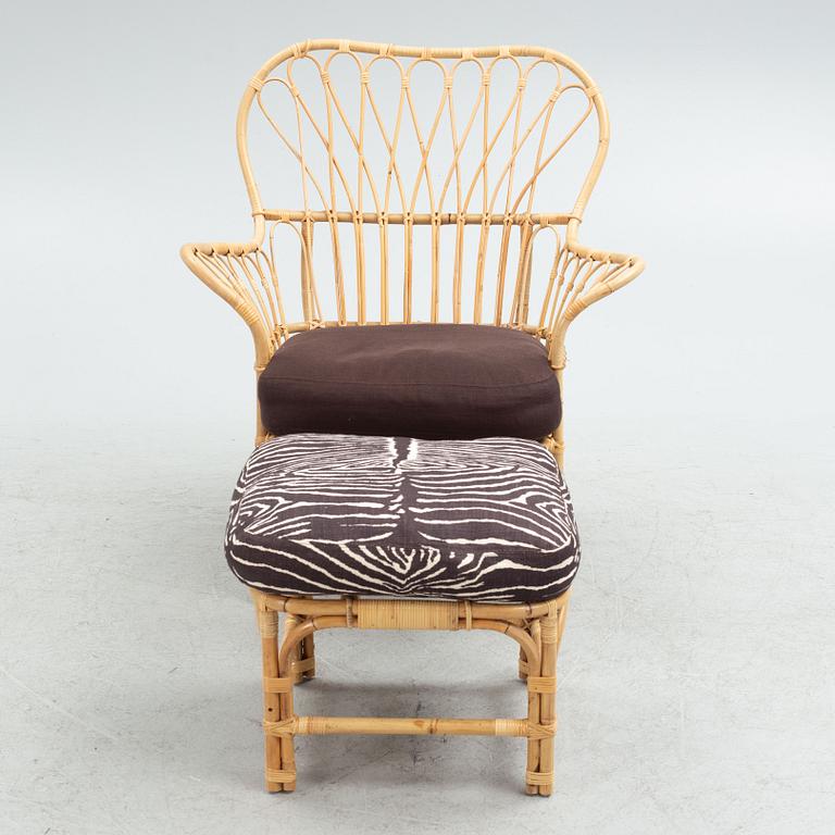 Josef Frank, armchair with footstool, model 311, Firma Svenskt Tenn.