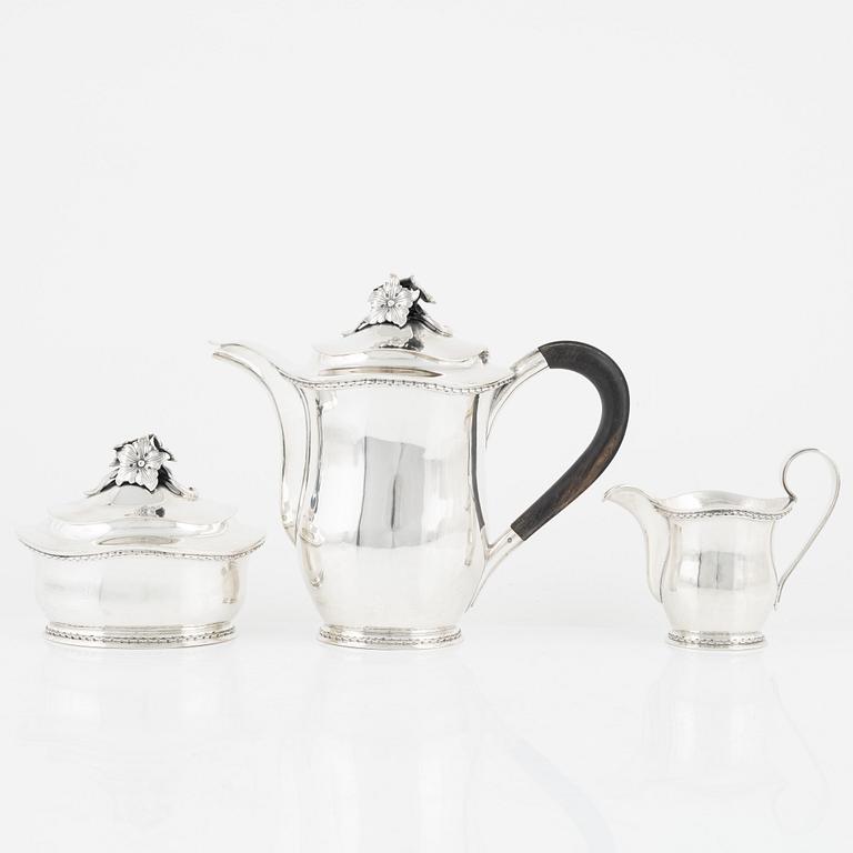 Eric Råström, kaffeservis, 3 delar, silver, CG Råström, Stockholm 1950.