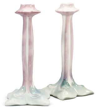 1125. A pair of porcelain art nouveau candlesticks, Rörstrand.