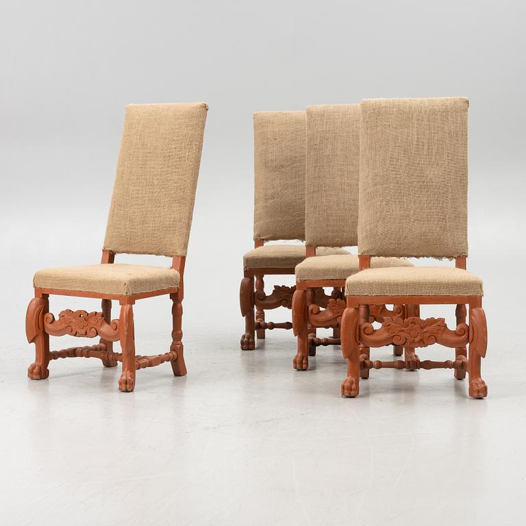 A set of four Baroque chairs,  Sweden, circa 1700.