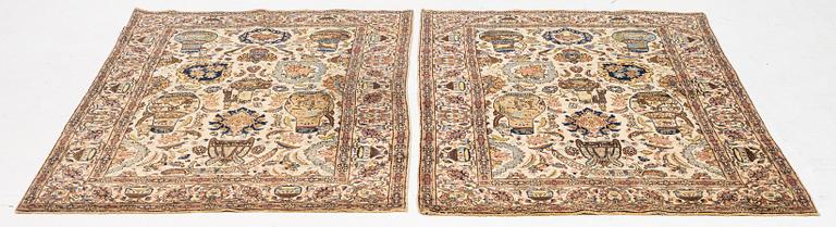 A pair of semi antique Tabriz rugs, Northwest Persia, c. 210 x 136 cm.