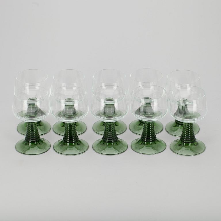 REMMARE, 10 st, klart och grönt glas, 1900-talets senare hälft.
