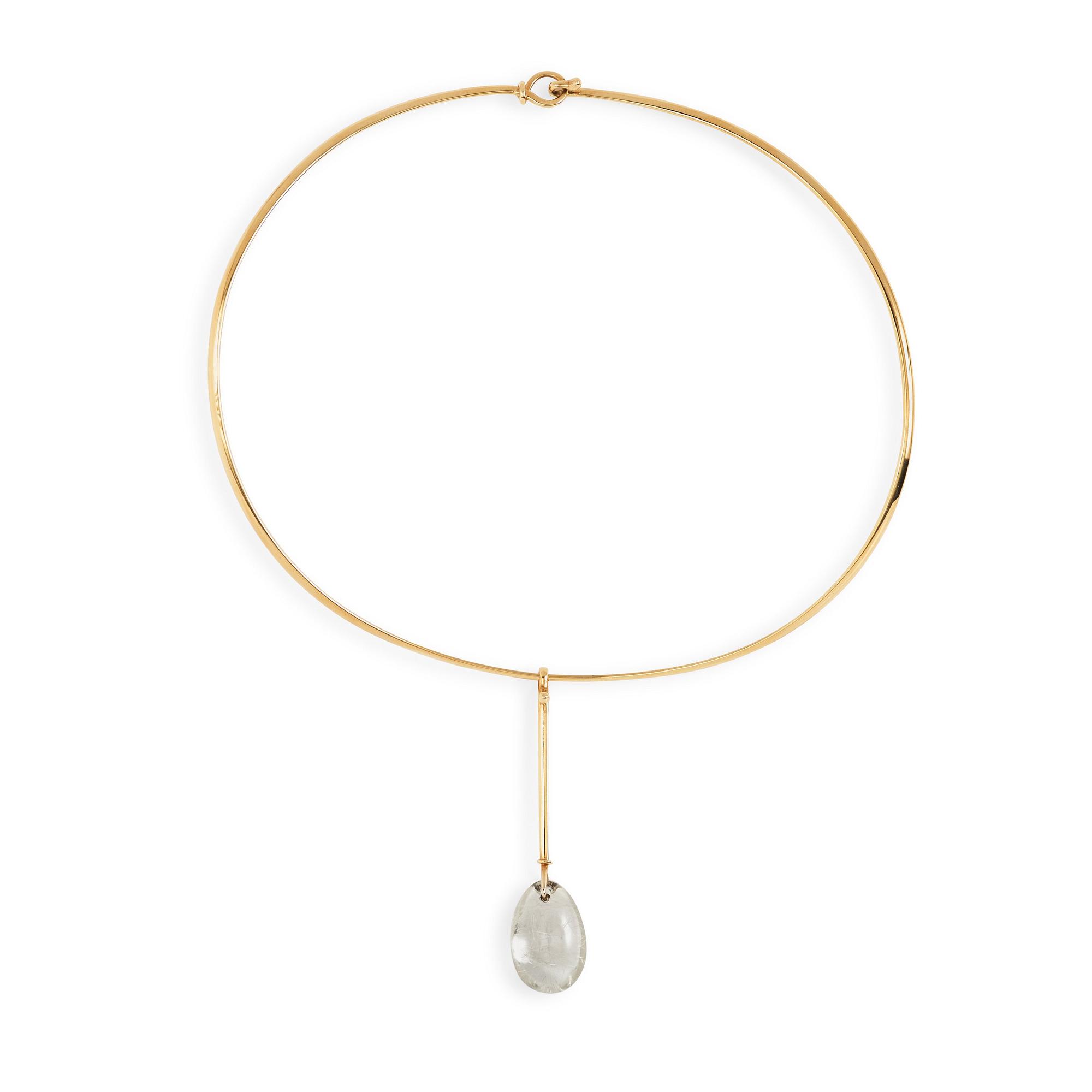 Vivianna Torun Bülow-Hübe, A Torun Bülow Hübe 18k gold necklace with a rutil qvartz pendant, Georg Jensen, Copenhagen.
