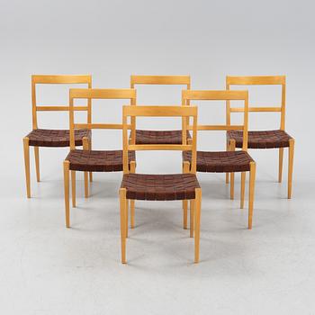 Bruno Mathsson, stolar, 6 st, "Mimat", Mathsson International, Värnamo, 1965.