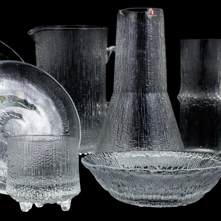 54 pieces of glass tableware by Tapio Wirkkala and Timo Sarpaneva, Iittala.