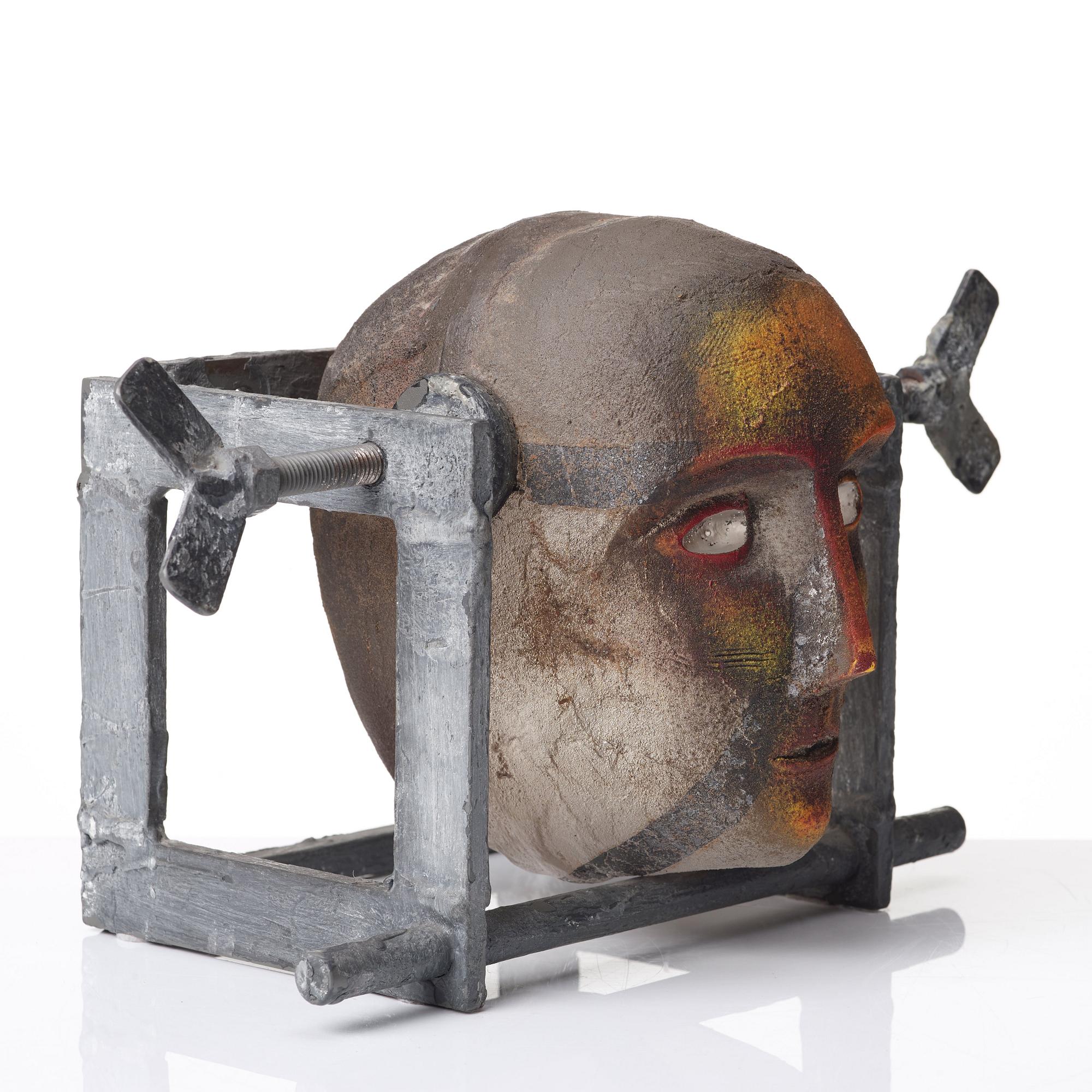 Bertil Vallien, a unique sand cast glass sculpture of a head, Kosta Boda, Sweden.