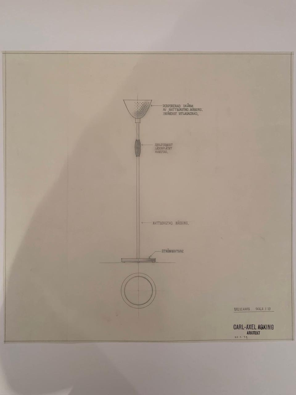 Carl-Axel Acking, a brass floor lamp, for the Stockholm Crafts Association, 1939.