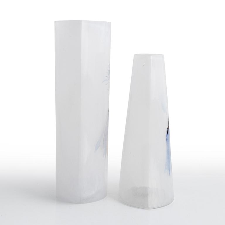 Kjell Engman, two glass vases, Kosta Boda.