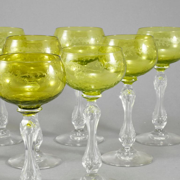 VINGLAS, 11 st, glas, 1900-tal.