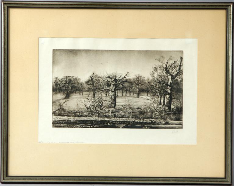 AXEL FRIDELL, etsning, sign o dat London 1929. H 284. V état.