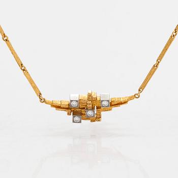 Björn Weckström, An 18K gold necklace 'Pointy Mountains' with brilliant-cut diamonds ca. 0.25 ct in total. Lapponia 1983.