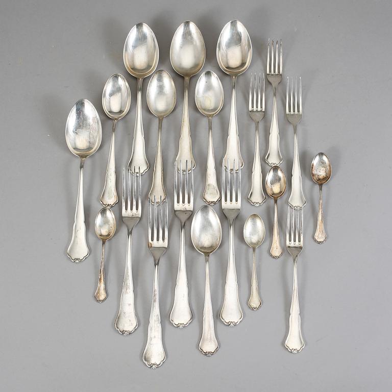 BESTICKSERVIS, 28 delar, silver, modell Viktoria, CG Hallberg, 1900-talets mitt. Total vikt ca 1680 g.