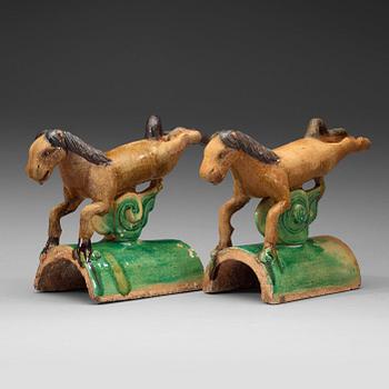 A pair of roof tiles, Ming dynasty, 17th century.