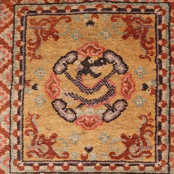 MEDITATION RUGS, 1 pair, old/semi-antique China, ca 199 x 73,5 and 200,5 x 71,5 cm.