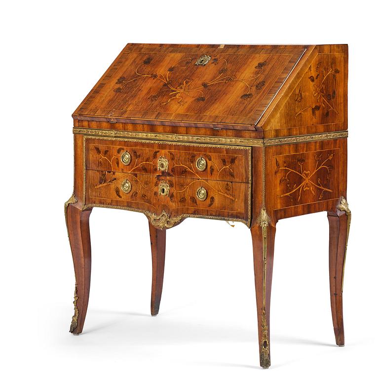 A Gustavian late 18th century secretaire attributed to Jonas Hultsten (master in Stockholm 1773-1794).