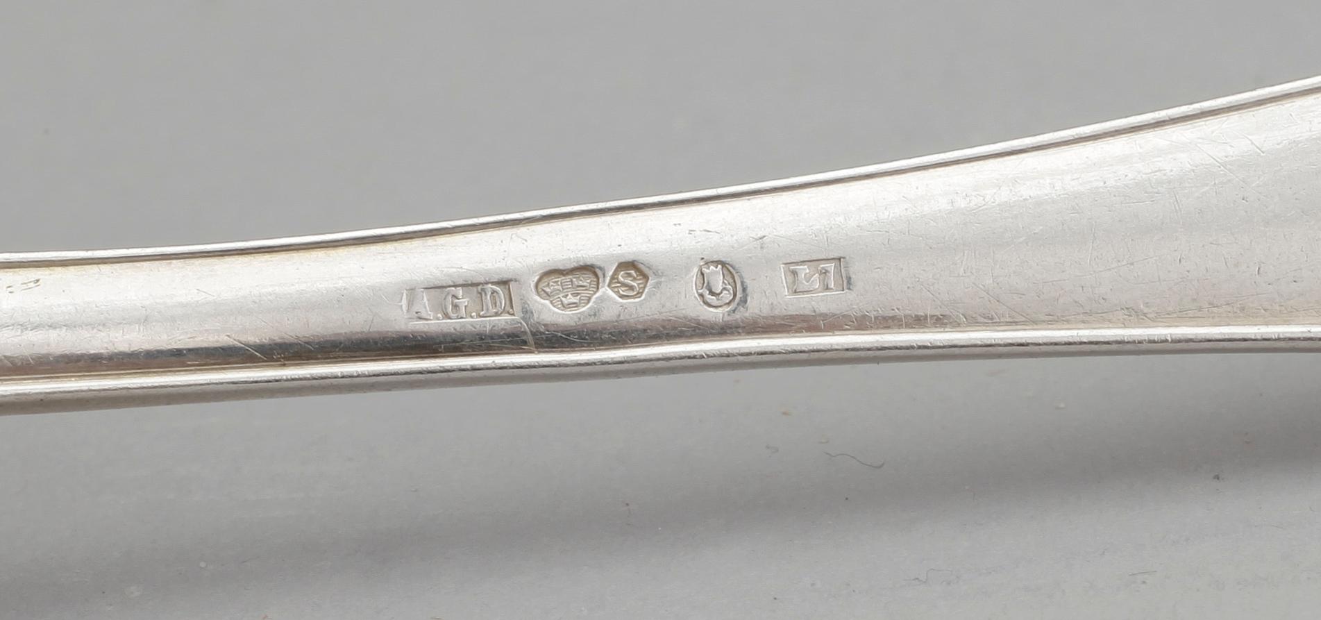 BESTICK, 23 delar, silver, A G Dufva, Stockholm, bl.a. 1913, vikt 986 gram.