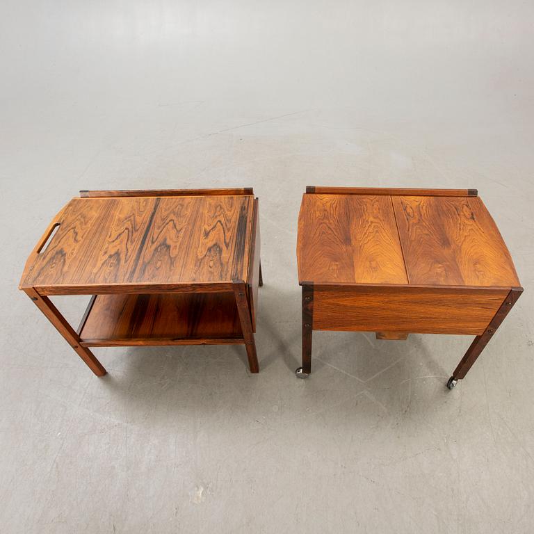 Bar trolley and side table, Jakaranda, Erik Gustavsson's Furniture Factory, 1960s.