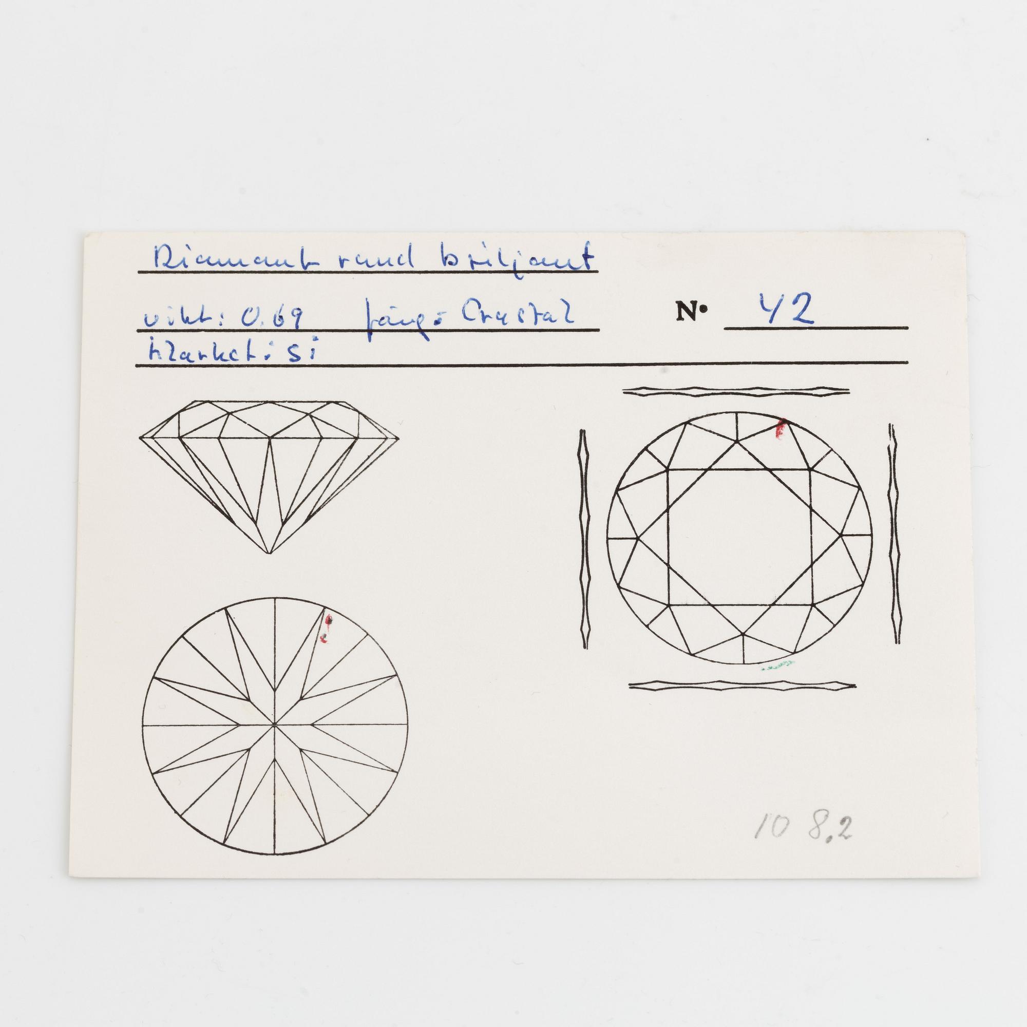 Briljantslipad diamant 0,69 ct.