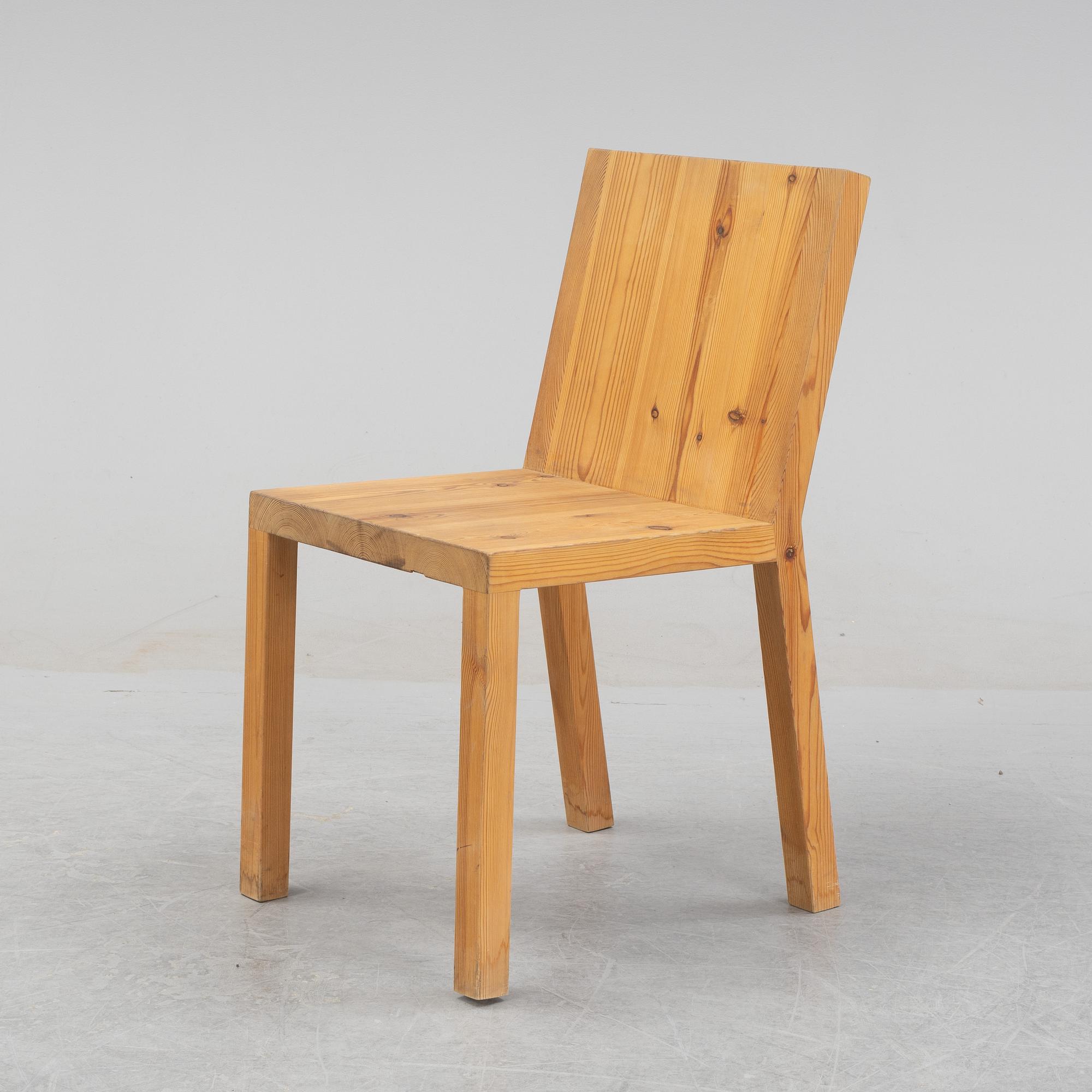 Claesson Koivisto Rune, a prototype pinewood chair ”Nybodahöjden”, unique, Designtorget, 1998.