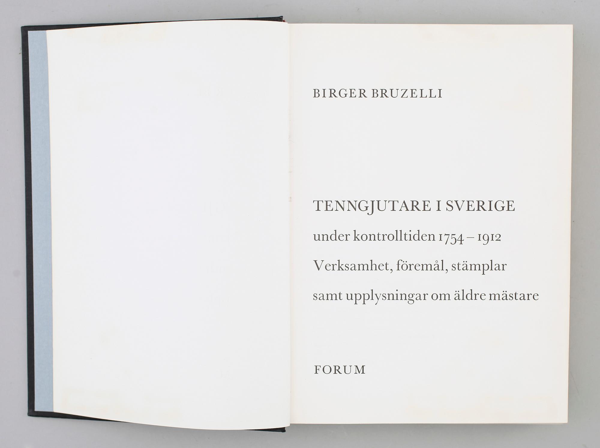 BOK: Tenngjutare i Sverige under kontrolltiden 1754-1912, Birger Bruzelli, Forum 1967.