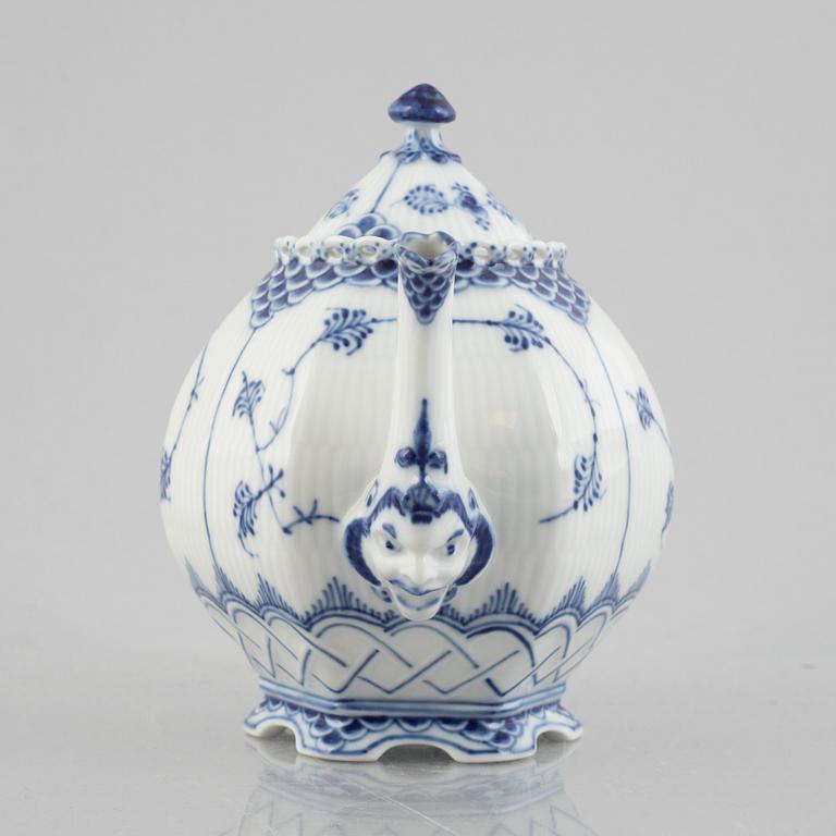 A 'Blue Fluted Full Lace' porcelain teapot, Royal Copenhagen, model 1117, 1967.