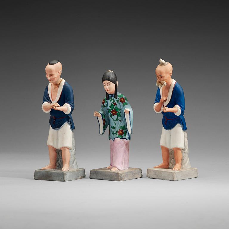 FIGURINER, tre stycken, biskvi. Ryssland, sent 1800-tal.