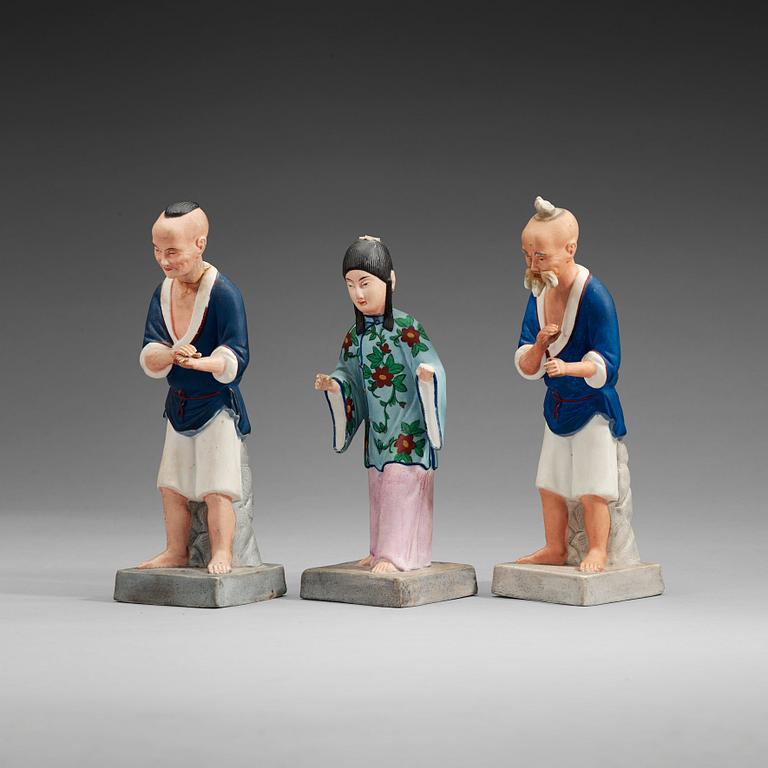 Three Russian bisquit Chinoiserie figures, late 19th Century.