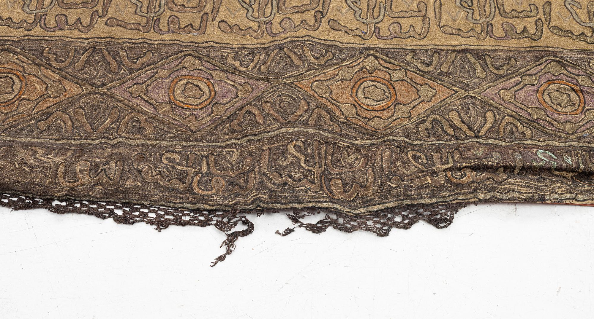 A silver embroidery tapestry, Ottoman Empire, first half of the 19th century, c. 260 x 153 cm.