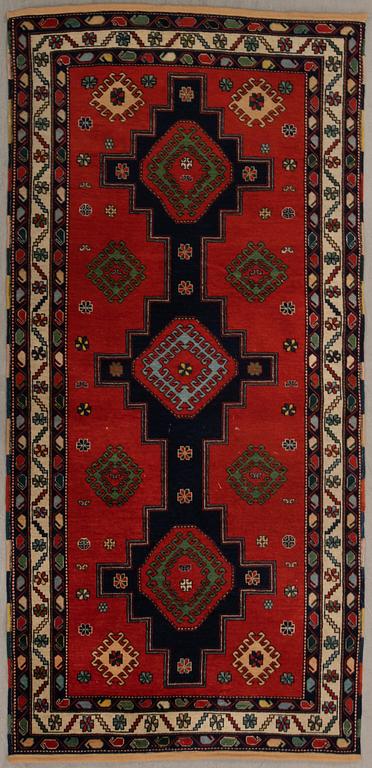 Oriental rug, old, approx. 247x120 cm.