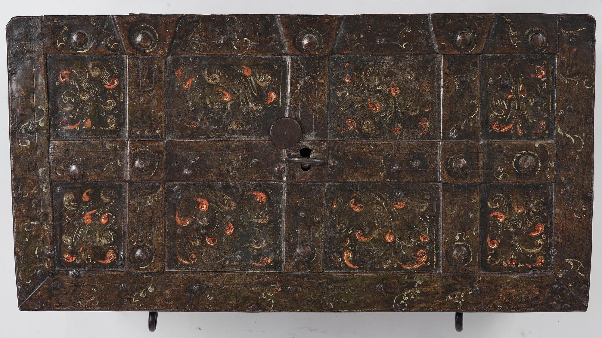 A Baroque German presumably Nuremberg iron 'Armada' chest, later part 17th century.