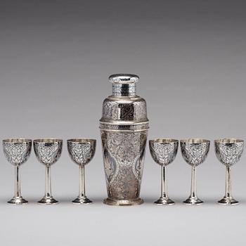 COCKTAILSET, åtta delar, silver. Thailand.