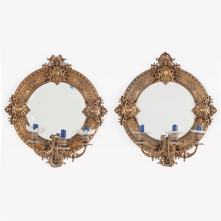 SPEGELLAMPETTER, ett par, nyrenässans, 1800-talets slut.