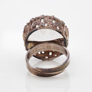 A Bengt Hallberg silver and rock crystal ring.
