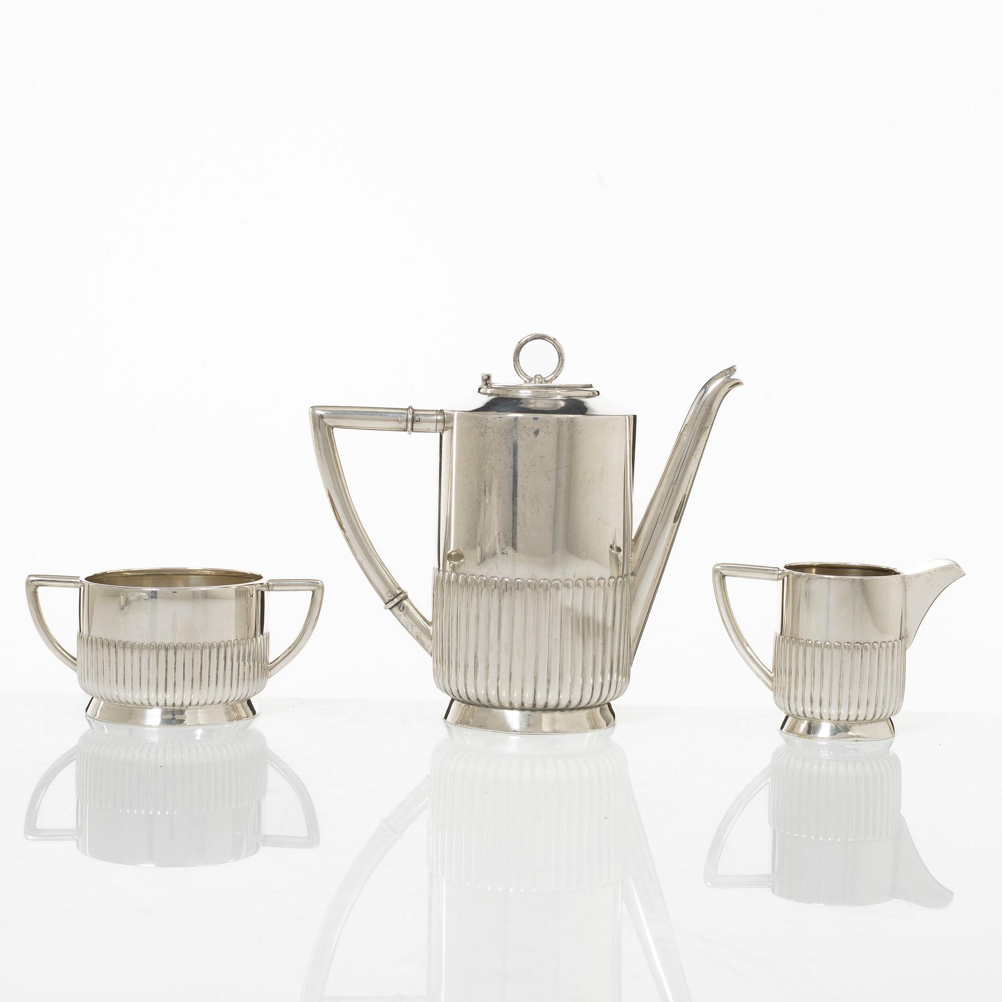 Kaffeservis, 3 delar, C.G Hallberg Stockholm 1919.